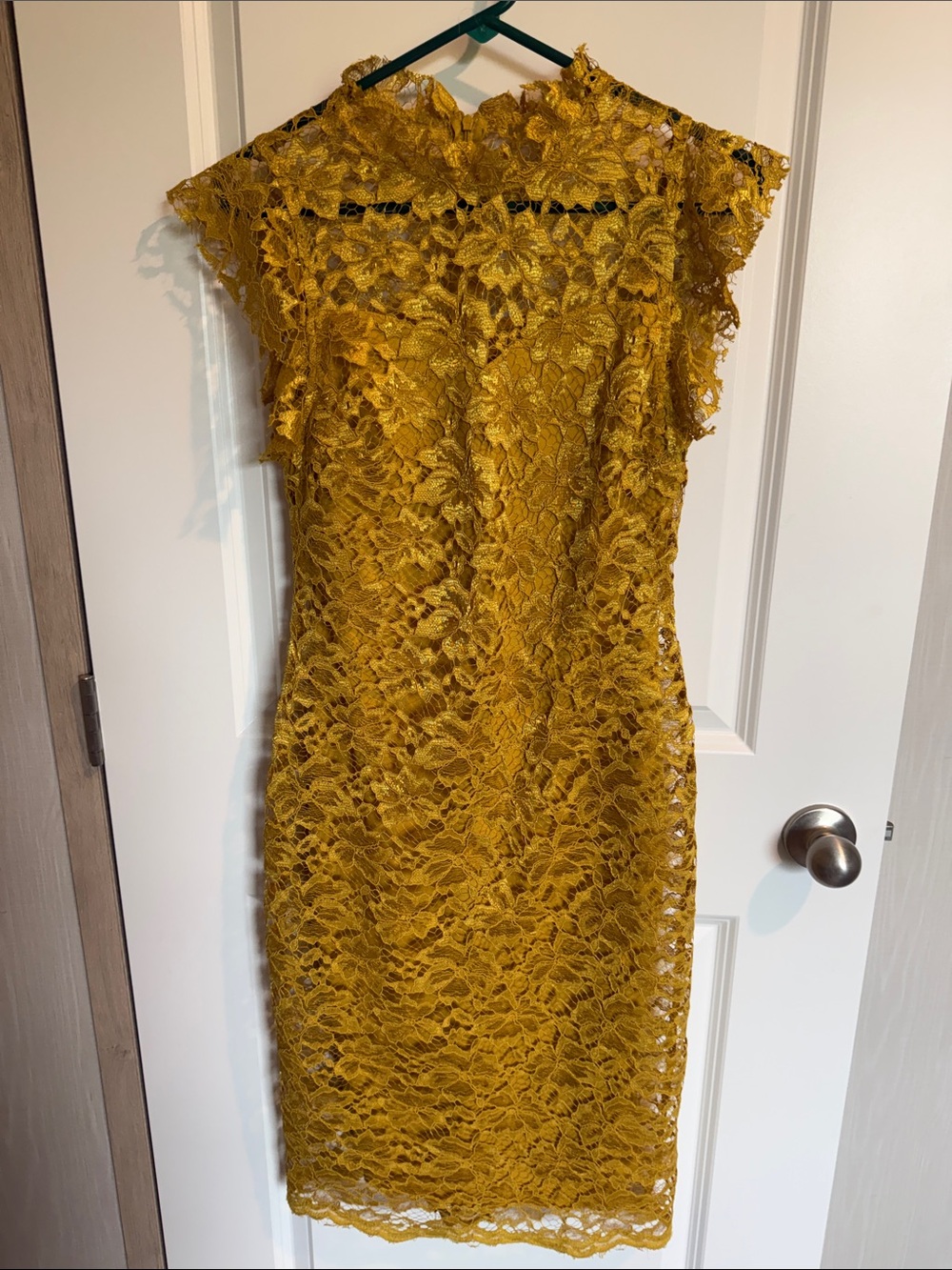 Enfocus Studio Yellow Mustard Lace Midi Dress